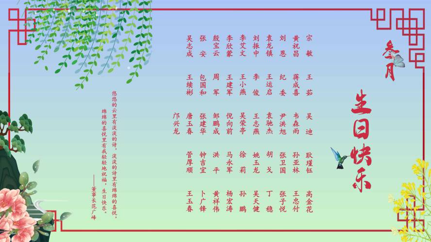 【生日祝?！抗ё?月生日的員工生日快樂！