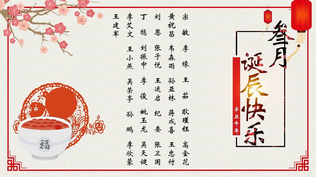 【生日祝福】恭祝03月生日的員工生日快樂！